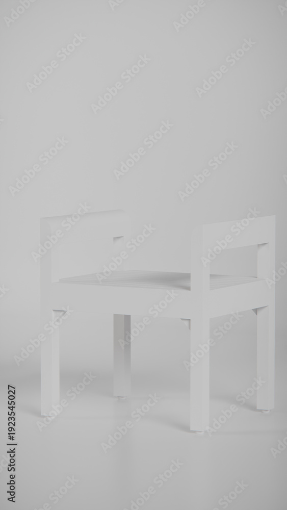 Fototapeta premium 3D render of minimalist wooden stool with clean lines and balanced design. Perfect for furniture catalogs, product visualization, interior design concepts, and modern decor presentations.