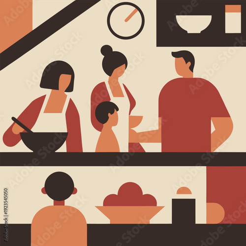 Warm Everyday Family Life at Home and Outdoors