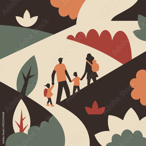 Warm Everyday Family Life at Home and Outdoors