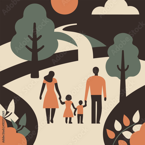 Warm Everyday Family Life at Home and Outdoors