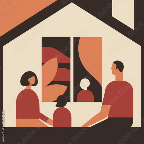 Warm Everyday Family Life at Home and Outdoors