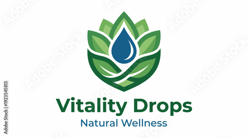 This logo showcases a leaf design with a water droplet, emphasizing vitality and natural wellness, making it ideal for health and wellness businesses.