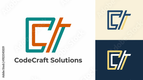 This abstract logo represents dynamic solutions in technology with clever geometric shapes and color contrasts, perfect for a modern software or coding firm.