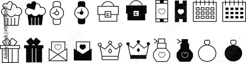 Mother's day icon set symbols for gifting and celebration