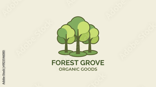 This logo represents ecological awareness featuring trees and a nature theme. Its design promotes organic goods, sustainability, and health-conscious living in a friendly manner.