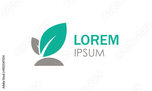 Abstract nature inspired logo design with green leaves and placeholder text for branding