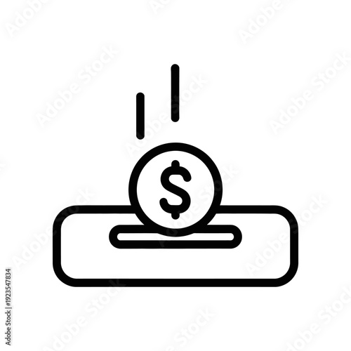 Minimalist vector illustration of a hand placing a dollar sign into a shopping cart, symbolizing e-commerce, online shopping, and financial transactions.