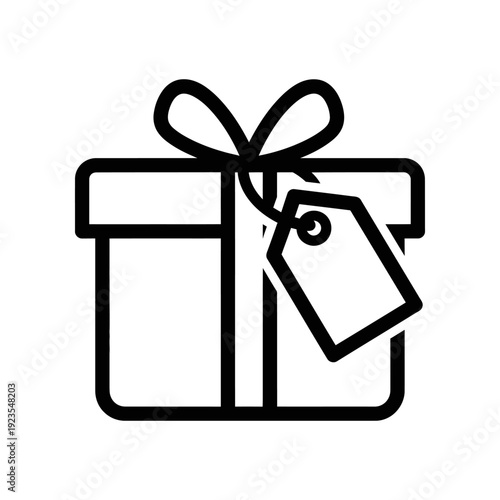 Elegant black gift box tied with a sleek ribbon and blank tag, perfect for holidays, promotions, or branding on a clean white background.