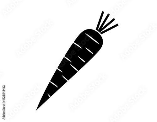 A black silhouette of a carrot