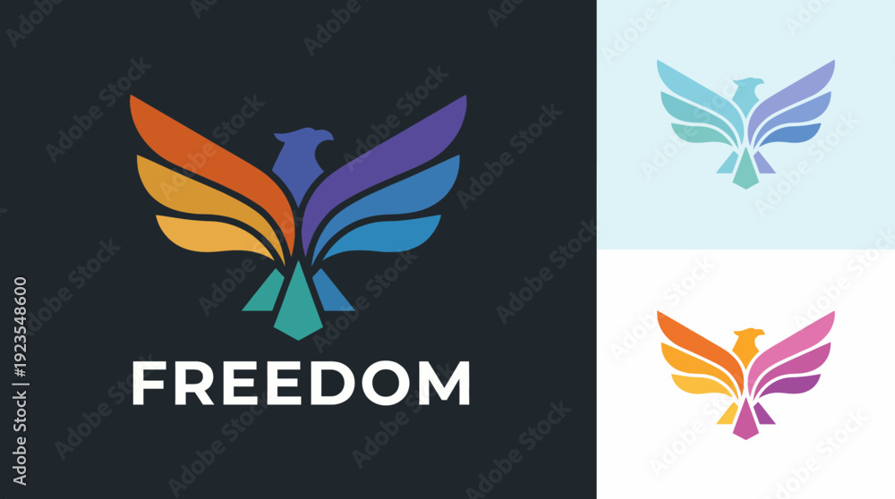 Obraz premium This dynamic logo features a colorful phoenix, symbolizing freedom and rebirth, perfect for brands aiming to inspire and evoke strong emotional connections with their audience.