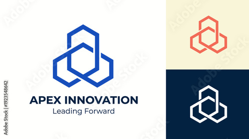 The image features a sleek logo design with interlinked shapes, symbolizing innovation and forward-thinking, perfect for tech companies aiming to convey a modern identity.