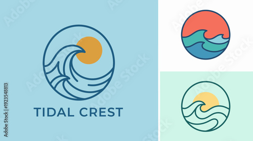 A captivating wave logo design reflecting the rhythms of the ocean, using soft curves and bright colors to convey a sense of movement and vitality.