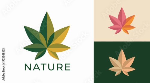 This logo features a stylized leaf design, symbolizing nature and harmony, ideal for brands conveying sustainability and environmental consciousness.