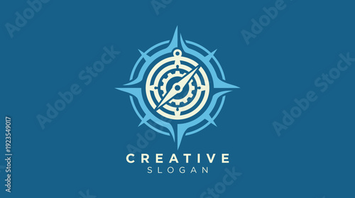 A detailed compass logo design representing guidance and exploration, making it ideal for companies in creative industries or those focused on direction and innovation.