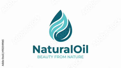 This logo represents natural oil products with a stylized water droplet, conveying concepts of beauty, purity, and the health benefits derived from nature.