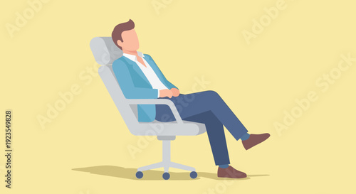 Man Relaxing in Office Chair, Business Person Resting, Calm Mood