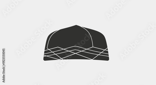 Islamic Kufi Hat Icon - Black Traditional Cap with White Geometric Embroidery
