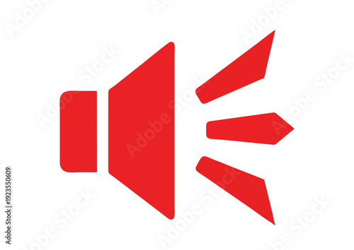 Red megaphone illustration with loud sound waves emanating from it symbolizing announcement or protest