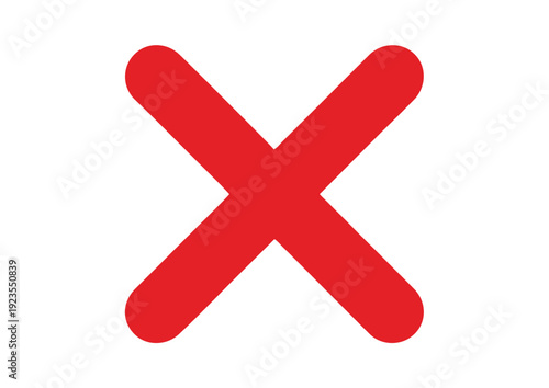 A bold red cross symbol centered on a neutral background viewed directly from the front