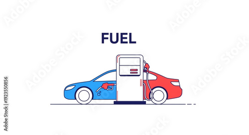 Cars Refueling at Gas Station.