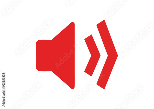 Red speaker icon with double arrows indicating sound direction viewed from the front on a simple background