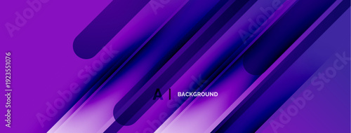 Abstract purple background. Diagonal lines create dynamic visual effect. Smooth gradients, modern design, simple shapes.