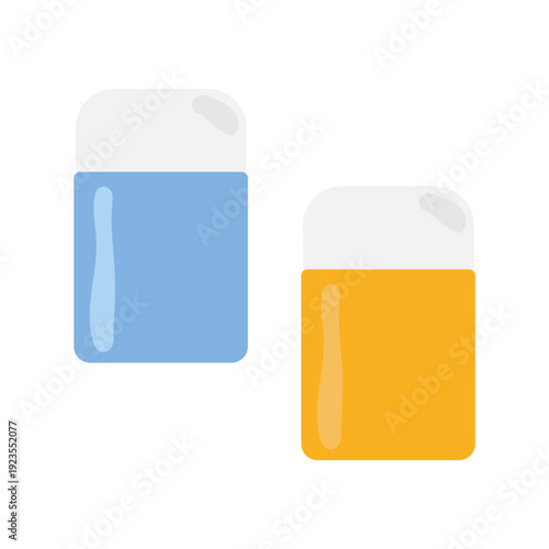 水色とオレンジ色の消しゴム　イラストセット