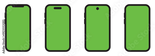 Phone green screen icon, vector illustration