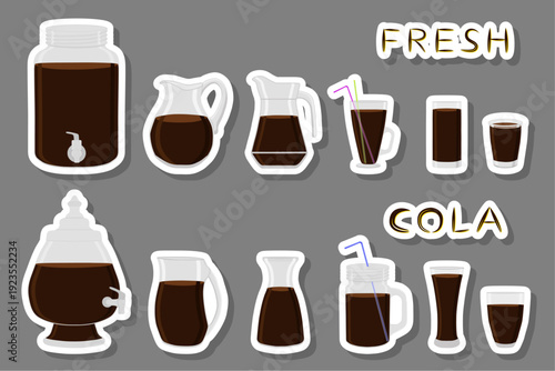 big kit different types glassware, cola in jugs various size