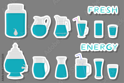 big kit different types glassware, energy jugs various size