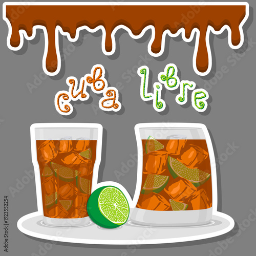 Bright beautiful alcohol cocktail cuba libre