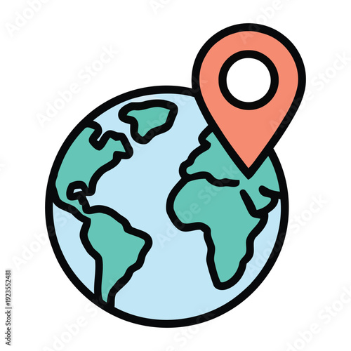 Globe with Location Marker – Global Navigation Vector