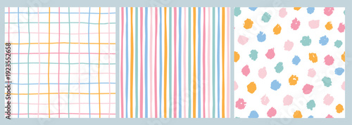 Abstract seamless patterns collection with stripes and dots for textile prints, wallpapers, packaging, wrapping papers, backgrounds, etc. EPS 10