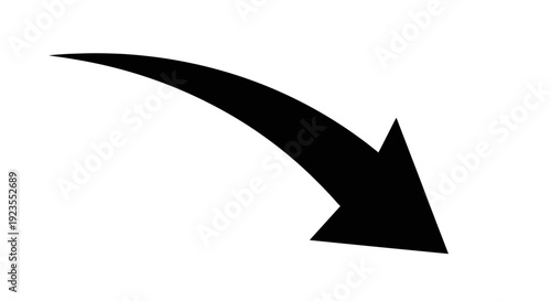 A simple black arrow curves downwards and to the right, indicating direction or a downward trend.
