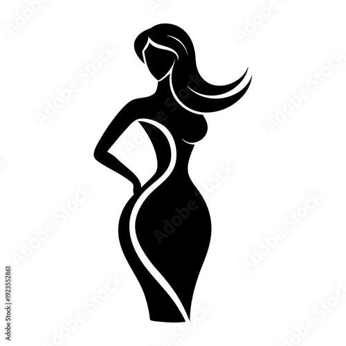 Fashion Store Logo with Stylish Lady Silhouette.