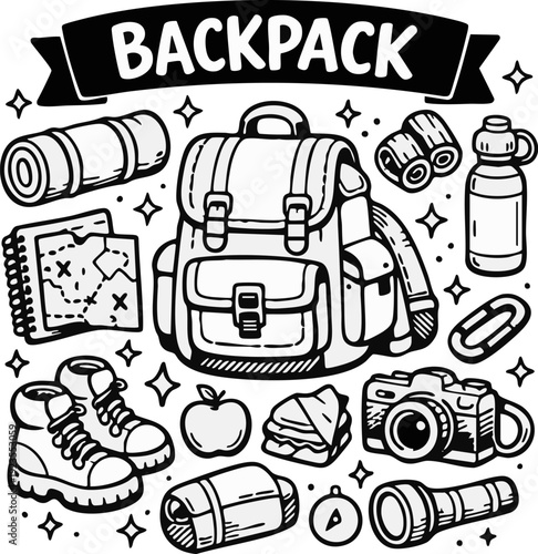 Backpack with Travel Essentials.