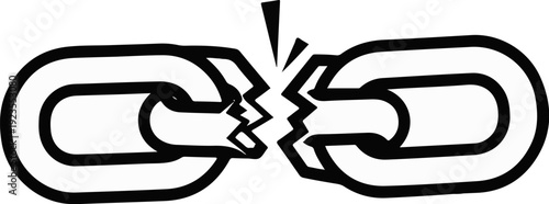 A broken chain link graphic symbolizing disconnection and breakage