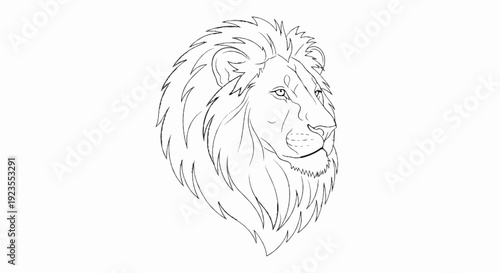 A bold, sketched portrait of a majestic lion's head in profile