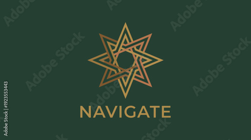 This elegant logo features a star design that symbolizes navigation and guidance, showcasing a sophisticated approach through its intricate geometric patterns and colors.