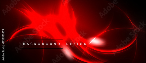 Dynamic red abstract design. Swirling lines create energy, vibrant visual impact. Dark background emphasizes bright focal point.