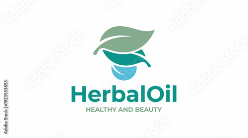 This logo image depicts a leaf hovering over a water drop, representing herbal oils and their benefits for health and beauty, encapsulating nature's essence and purity.