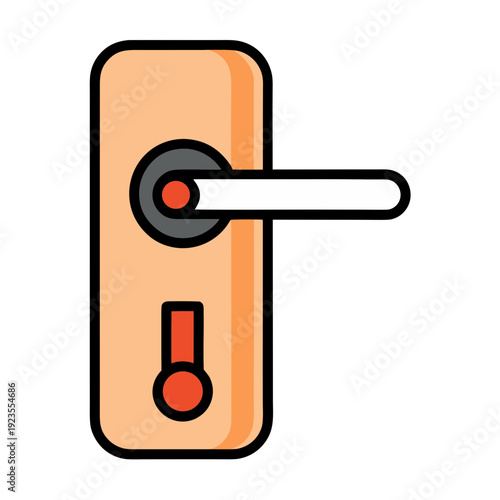 Modern Door Handle and Lock Icon for Home Security and Access Illustration