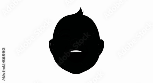 A black silhouette of a baby's face wearing glasses
