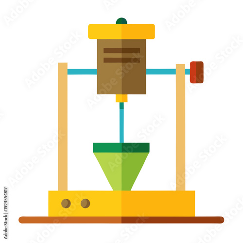Flat Design 3D Printer in Action Creating Object - Additive Manufacturing Technology