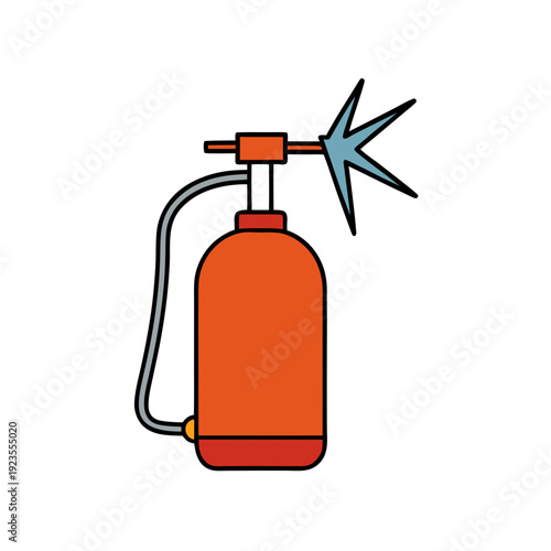 Red Handheld Sprayer Bottle with Blue Spray, Garden Pesticide or Water Sprayer Tool Icon.