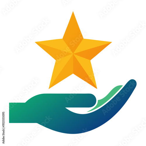 Hand with Gradient Holding Golden Star - Premium Quality and Excellence Illustration