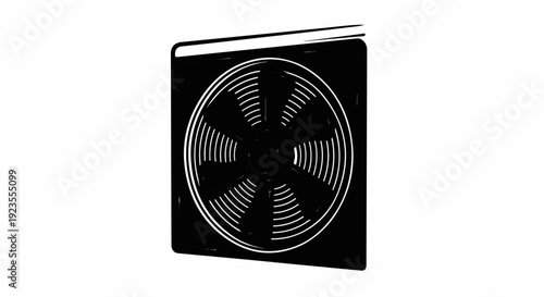 A black book with a circular fan-like design and white outlines