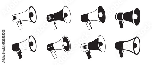Megaphone Icons Set. for Loudspeaker Communication and Marketing Announcement Designs.