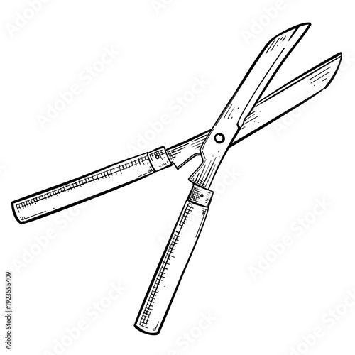 garden shears pruning tool vector line art hand drawn illustration
