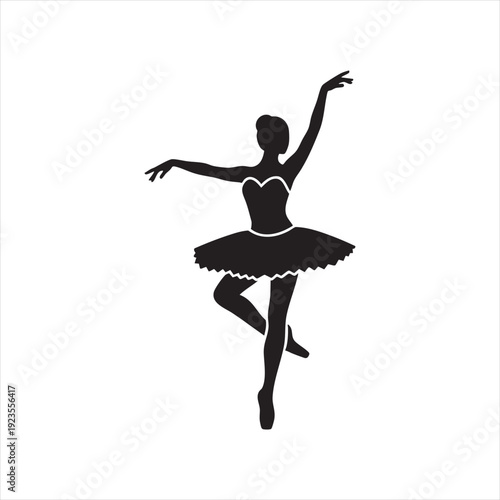 Graceful Ballerina Silhouette: An elegant ballerina in mid-motion strikes a pose. Capturing the grace and poise of classical dance in a dynamic silhouette. 